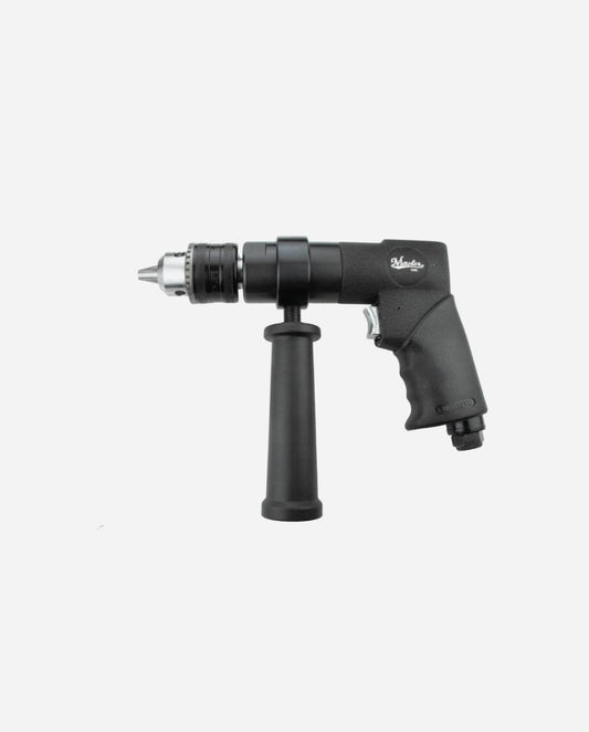 Master Palm Heavy Duty 1/2" Pneumatic Air Drill, Keyed Jacobs Chuck Air Drill, 800 Rpm, side Handle, Non-Reversible