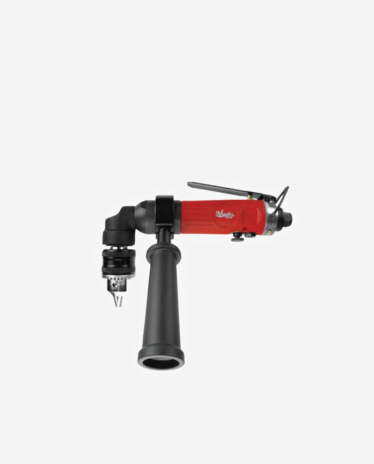 Industrial 3/8" 90 Degree Right Angle Air Drill Reversible with Keyed Chuck and Side Handle, 1700 Rpm, 0.5hp